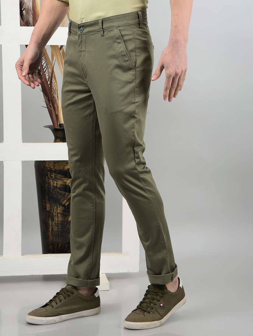 men solid mid rise chinos  - 21732695 -  Standard Image - 2