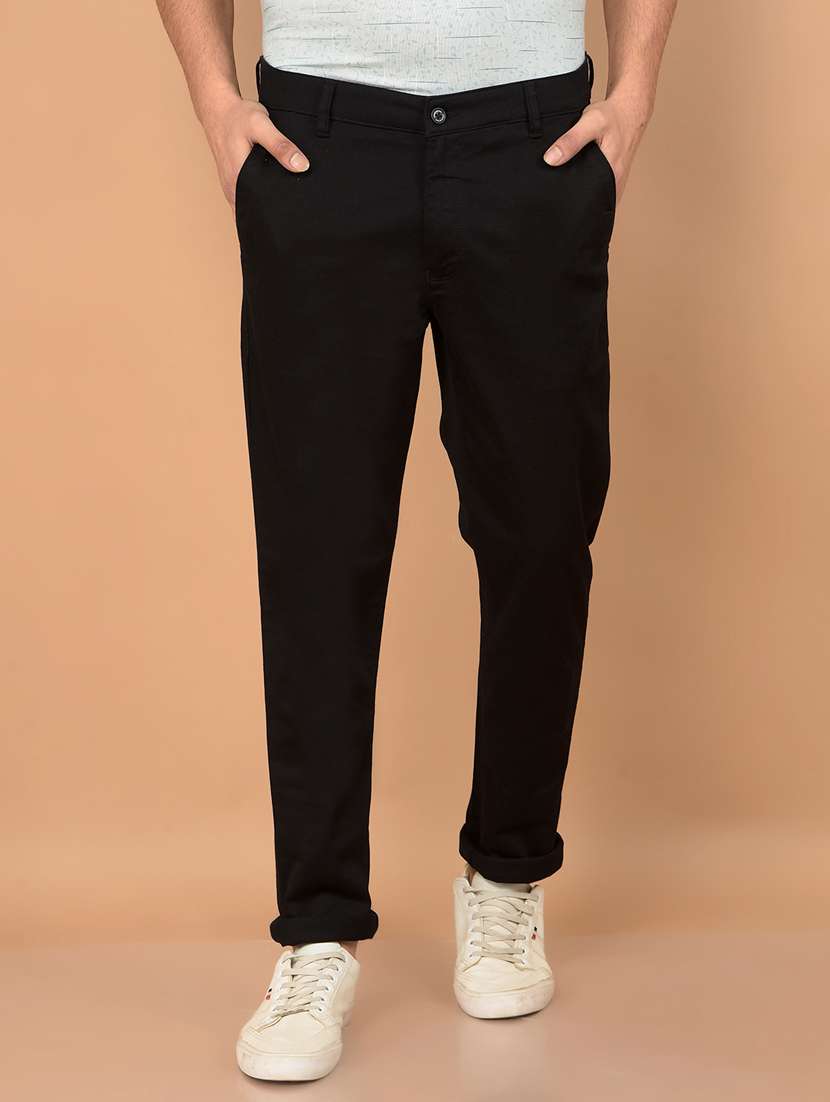 men solid mid rise chinos - 21732696 - Zoom Image - 0