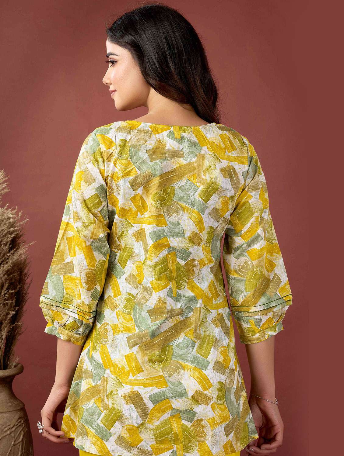 women printed three quarter sleeve top - 21732742 - Standard Image - 2