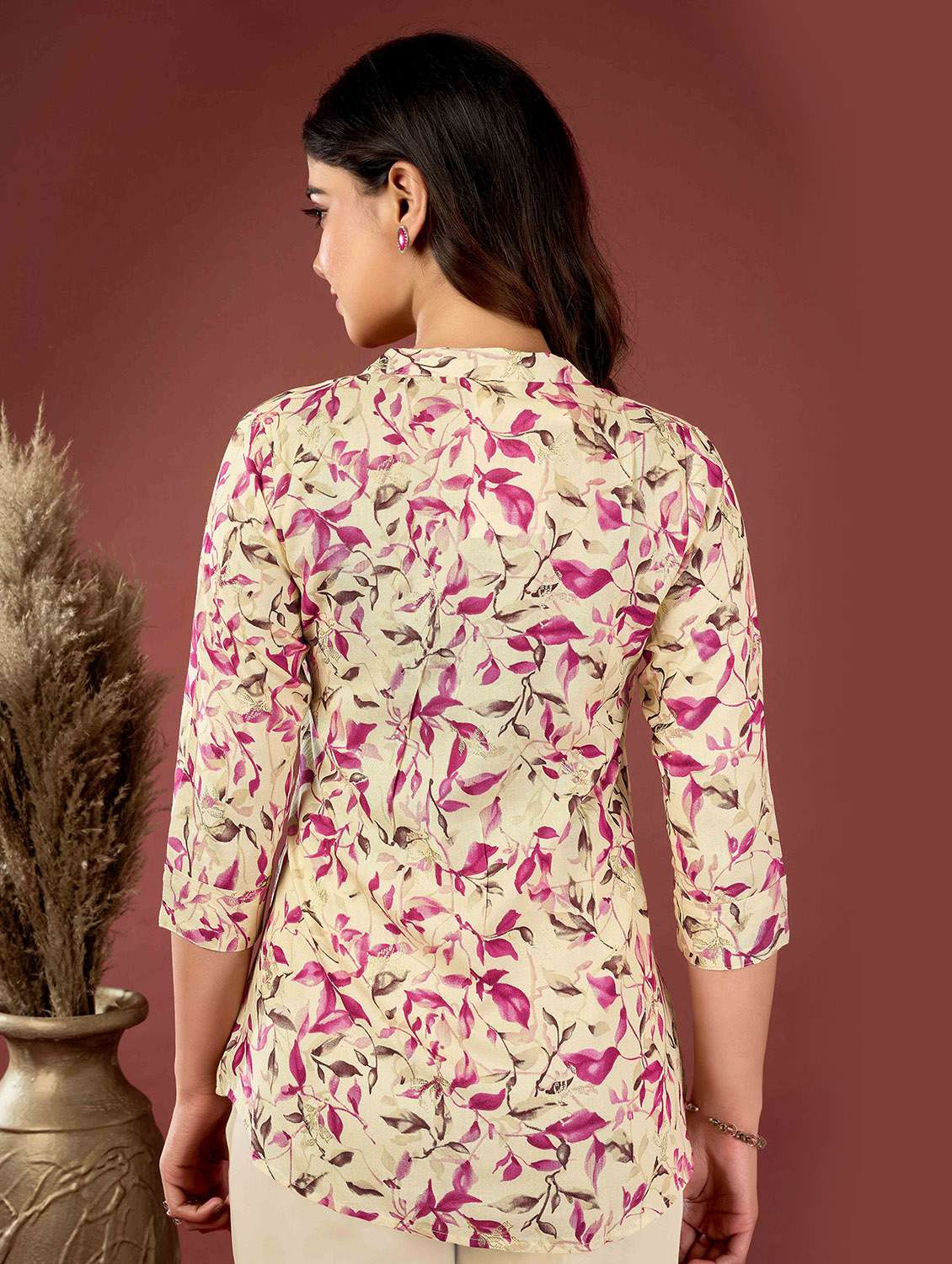 women printed three quarter sleeve top - 21732745 - Standard Image - 2