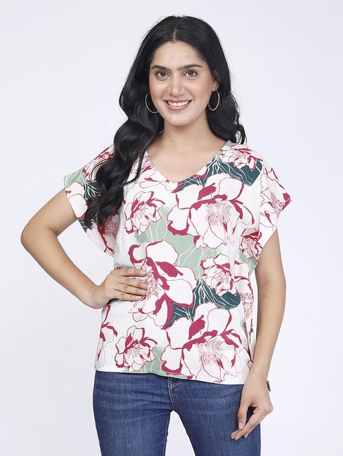 women floral printed short sleeve regular top - 21732758 - Standard Image - 0