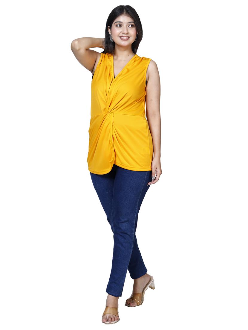 women yellow solid sleeveless top - 21732767 - Standard Image - 2