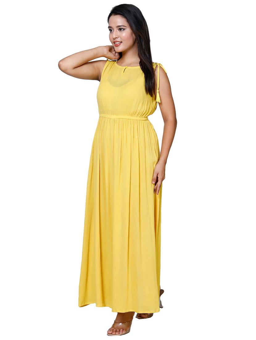 women black solid sleeveless a-line maxi dress - 21732859 - Standard Image - 2