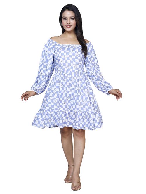women printed long sleeve off shoulder dress - 21732860 -  Standard Image - 0