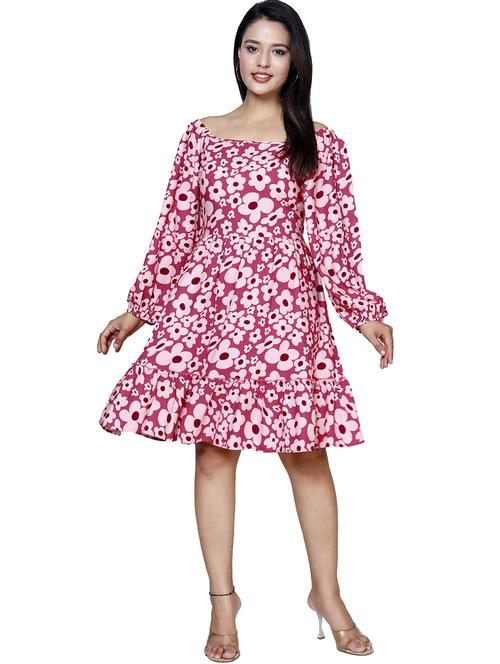 women floral printed long sleeve off shoulder dress - 21732861 - Standard Image - 0