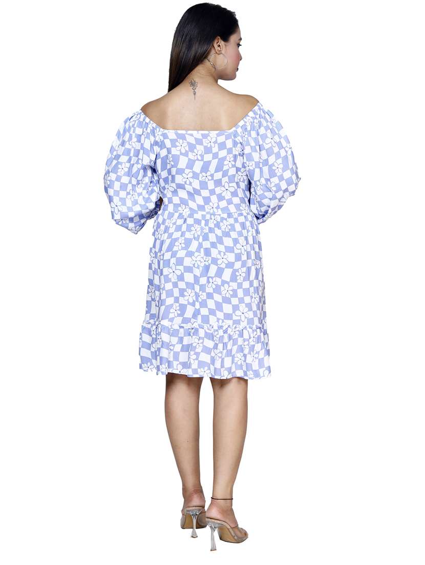 women printed long sleeve off shoulder dress - 21732864 -  Standard Image - 2