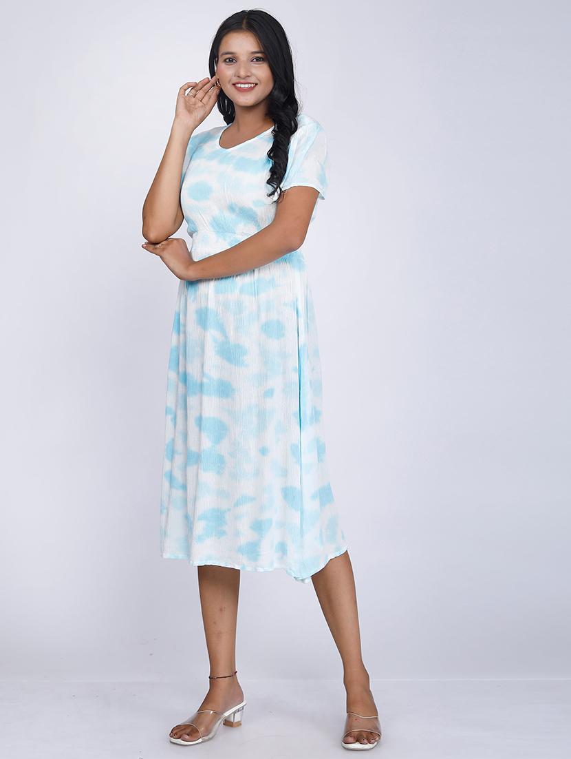 women light blue tie & dye maternity wear dress - 21732865 - Standard Image - 2