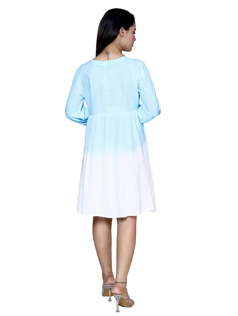 women tie & dye long sleeve fit & flare dress - 21732873 - Standard Image - 2