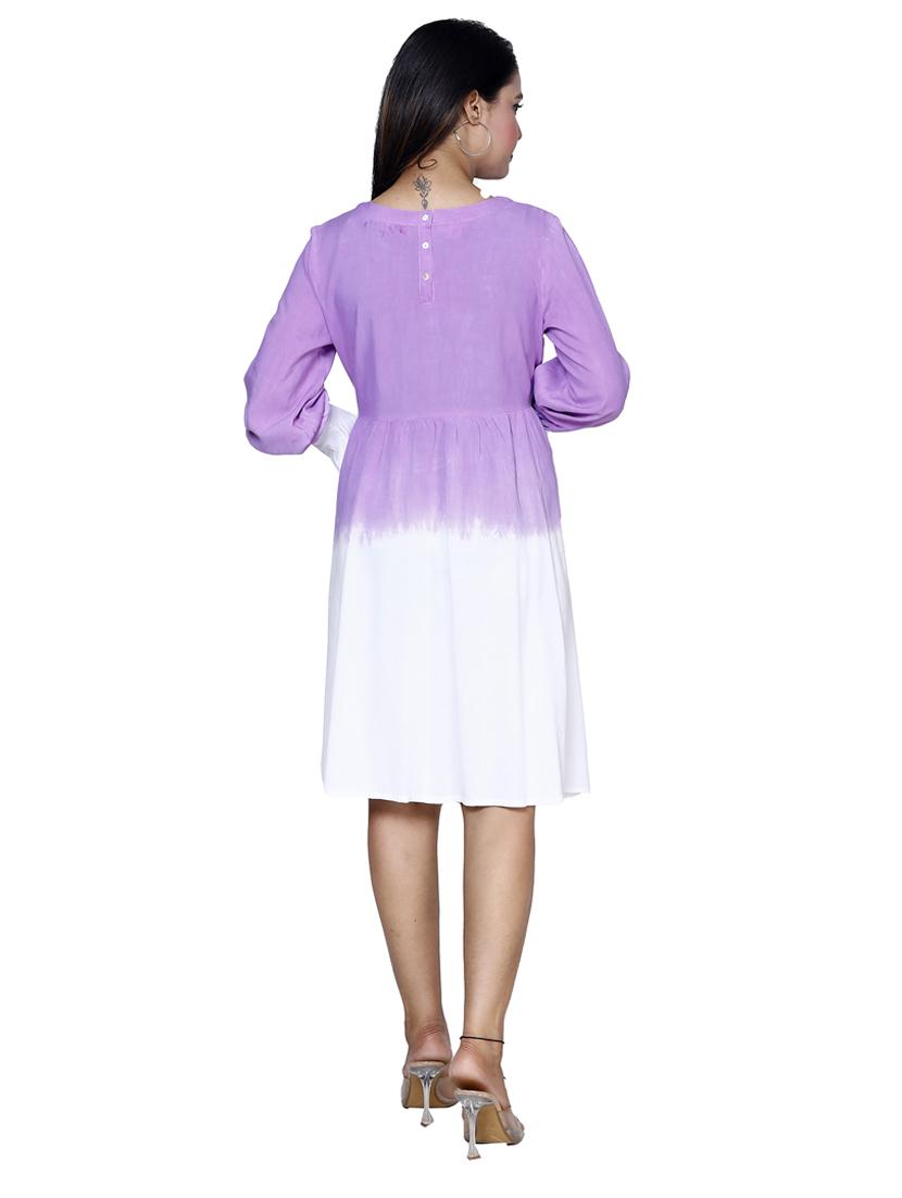 women tie & dye long sleeve fit & flare dress - 21732874 - Standard Image - 2