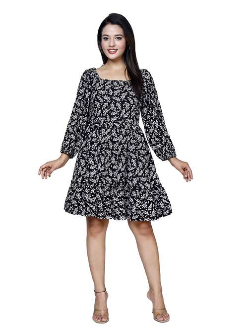 women printed long sleeve off shoulder dress - 21732876 - Standard Image - 0