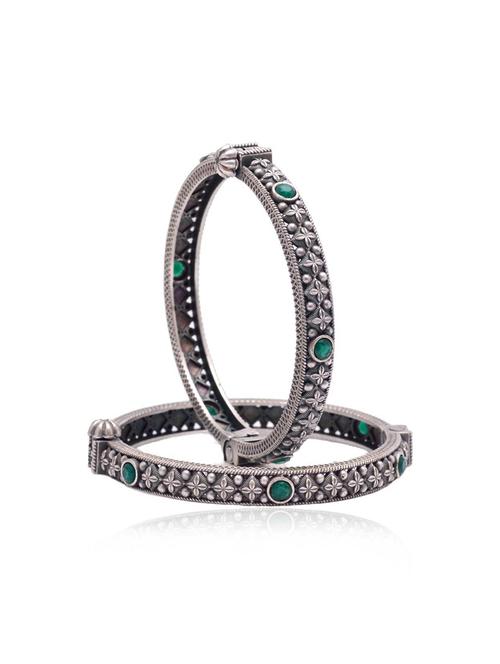 women stones studded silver bangles set - 21733221 - Standard Image - 0