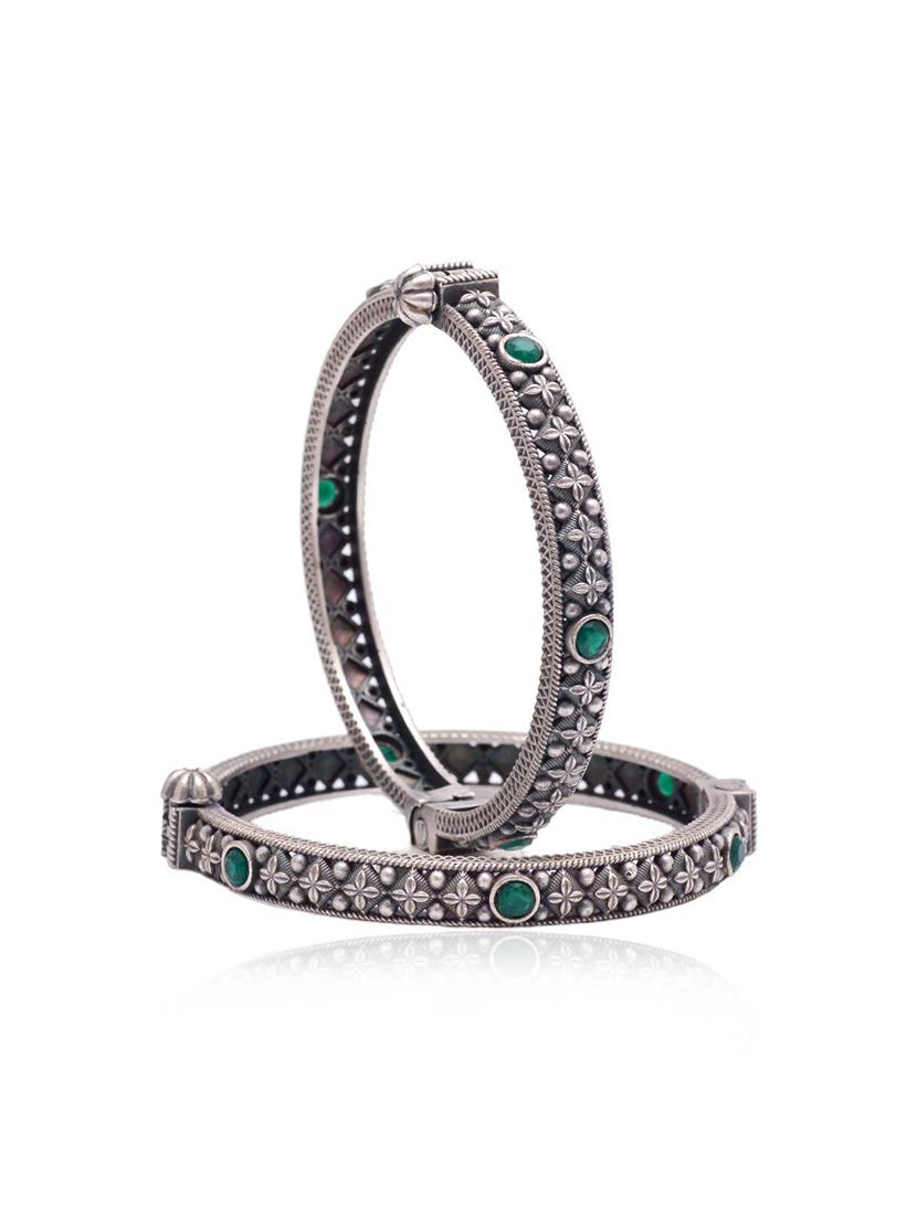 women stones studded silver bangles set - 21733221 - Zoom Image - 0