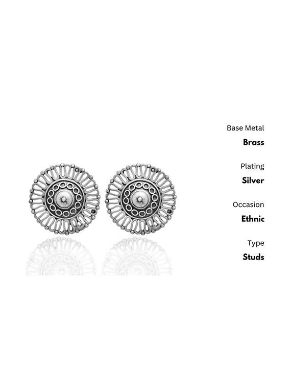 silver-toned & silver-plated studs earrings - 21733259 -  Standard Image - 2