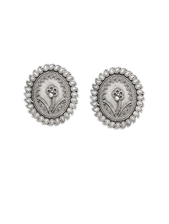 silver-toned & silver-plated studs earrings - 21733261 - Zoom Image - 0