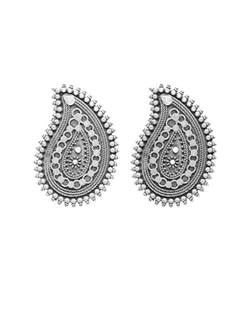 silver-toned & silver-plated oxidized studs earrings - 21733266 -  Standard Image - 0