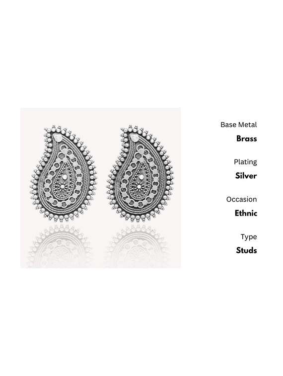 silver-toned & silver-plated oxidized studs earrings - 21733266 -  Standard Image - 2