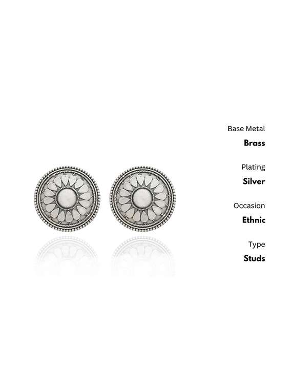 silver-toned & silver-plated oxidized studs earrings - 21733269 -  Standard Image - 2