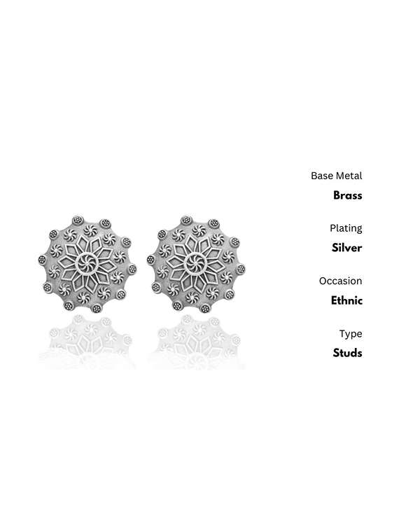 silver-toned & silver-plated oxidized studs earrings - 21733270 -  Standard Image - 2