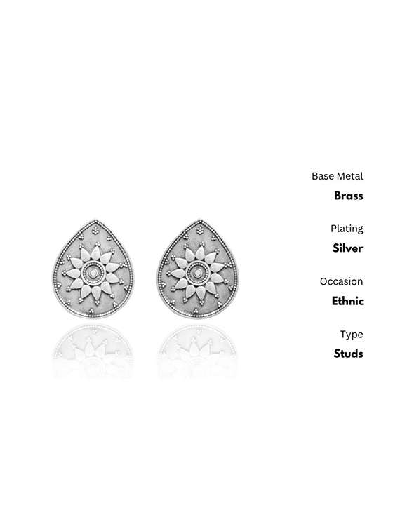 silver-toned & silver-plated oxidized studs earrings - 21733271 -  Standard Image - 2