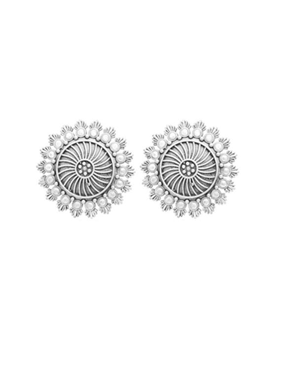 silver-toned & silver-plated oxidized studs earrings - 21733272 -  Zoom Image - 0