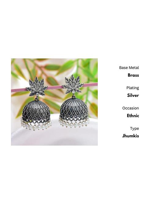 women silver brass jhumka earrings - 21733275 -  Standard Image - 0