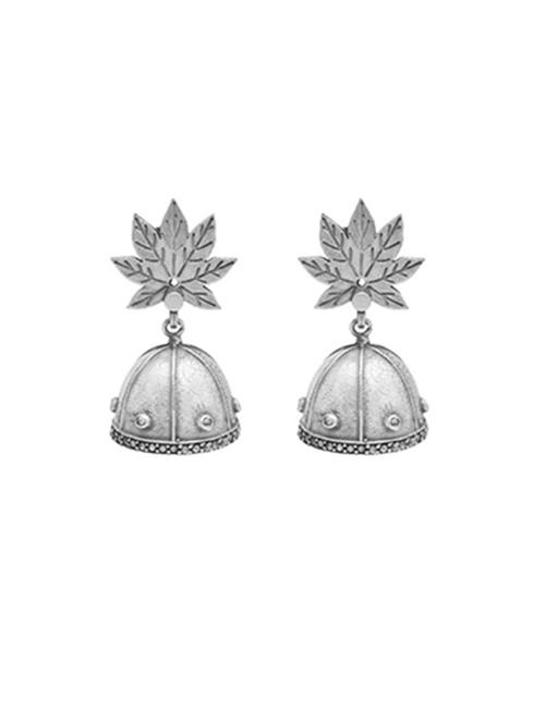 silver-toned & silver-plated oxidized jhumka earrings - 21733278 - Standard Image - 0