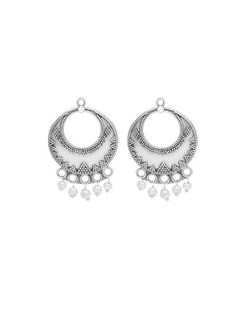 silver-toned & silver-plated oxidized chandballi earrings - 21733279 -  Standard Image - 0