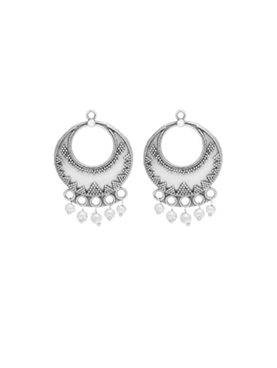 silver-toned & silver-plated oxidized chandballi earrings - 21733279 -  Zoom Image - 0