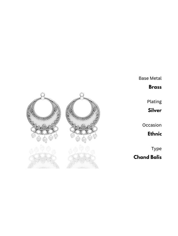 silver-toned & silver-plated oxidized chandballi earrings - 21733279 - Standard Image - 2