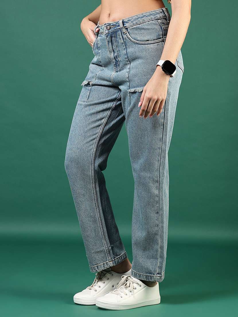 women distressed mid rise straight fit jean - 21733405 -  Standard Image - 2