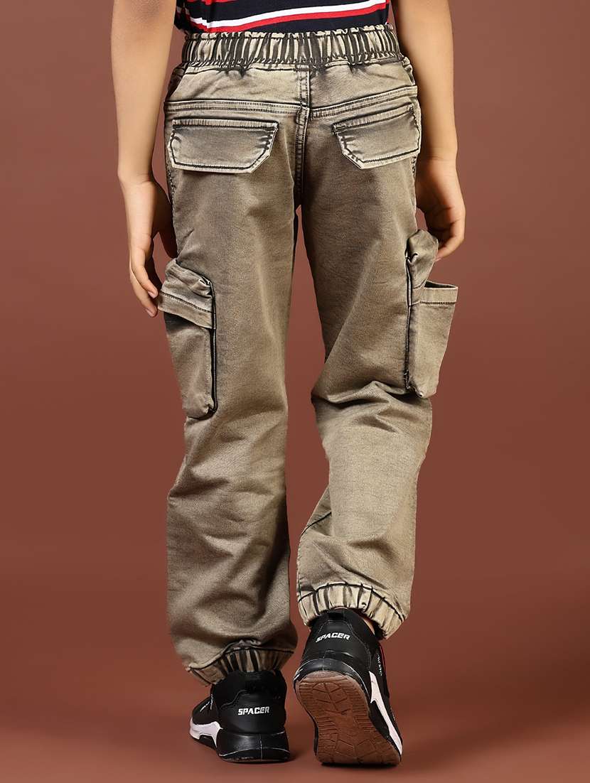 boys solid mid rise denim cargo - 21733442 -  Standard Image - 2