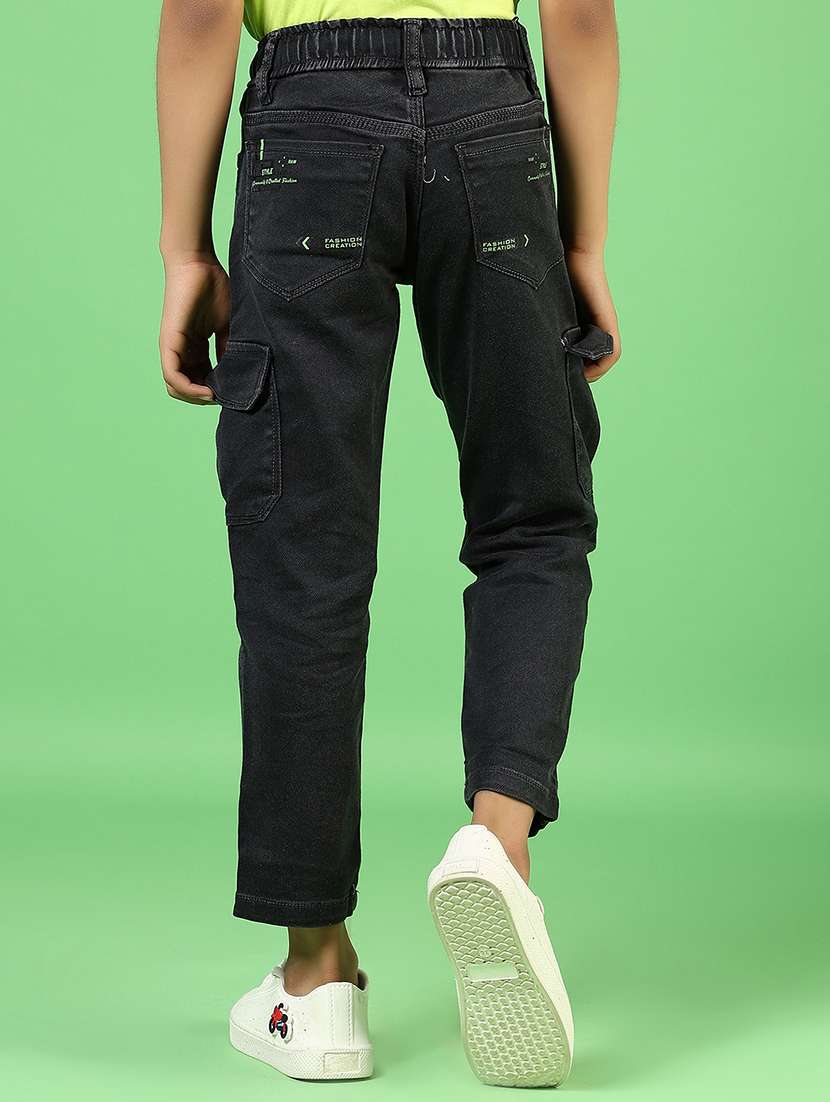 boys solid mid rise denim cargo - 21733498 -  Standard Image - 2