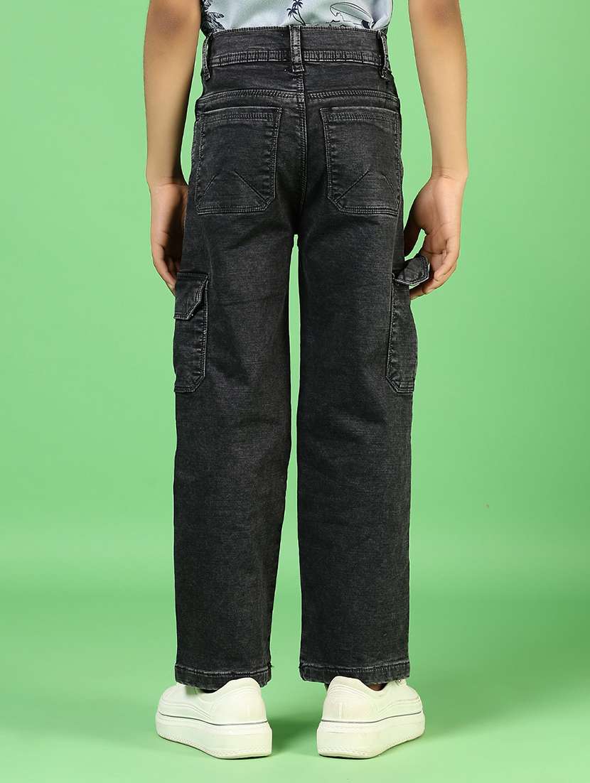 boys solid mid rise denim cargo - 21733502 -  Standard Image - 2