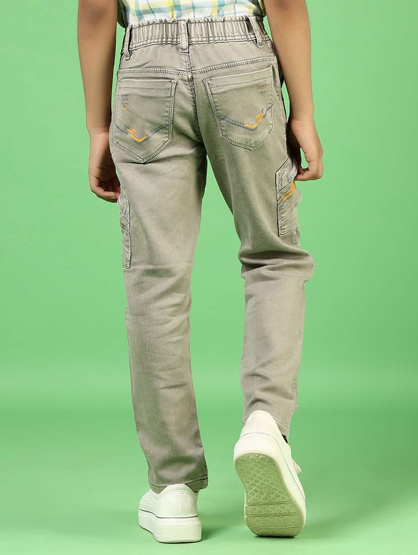 boys solid mid rise denim cargo - 21733505 -  Standard Image - 2
