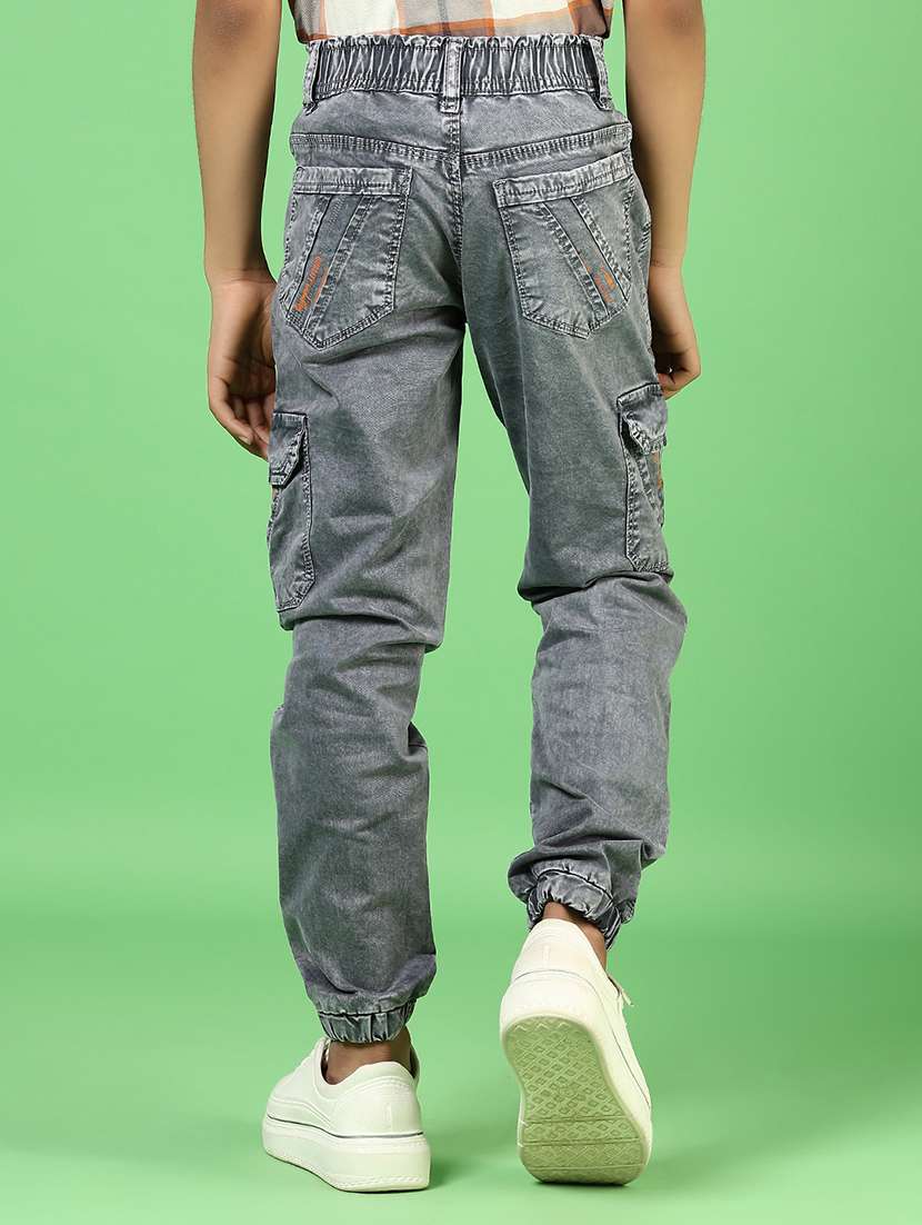 boys grey mid rise plain jogger cargo - 21733509 -  Standard Image - 2