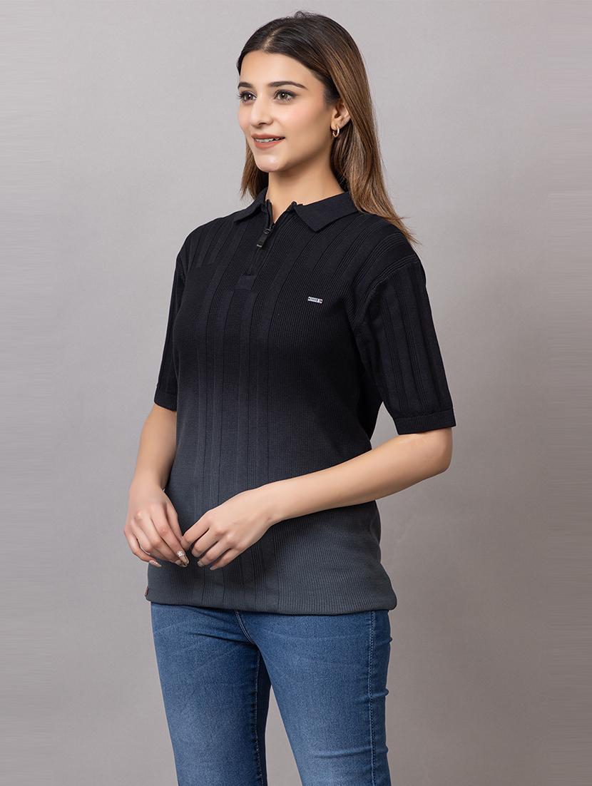 women ombre short sleeve polo t-shirt - 21733593 - Standard Image - 2