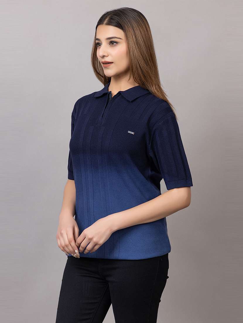 women ombre short sleeve polo t-shirt - 21733595 -  Standard Image - 2