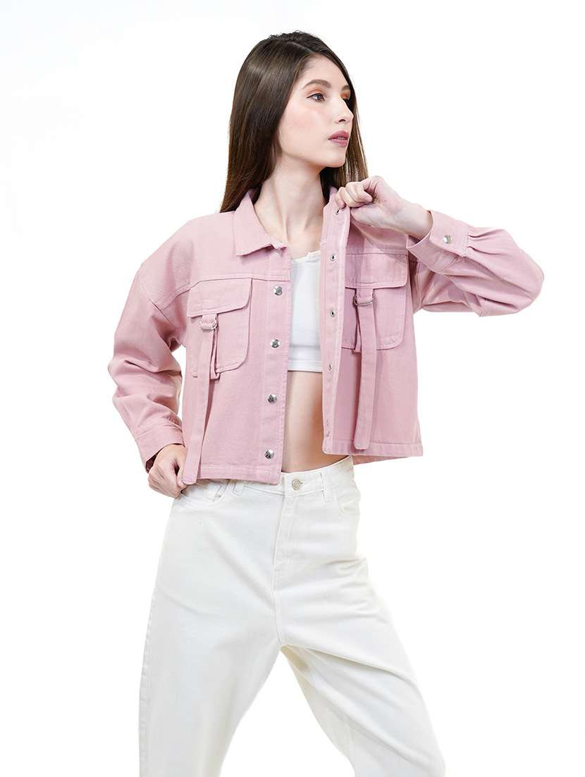 women pink long sleeve denim jacket - 21733639 -  Standard Image - 2