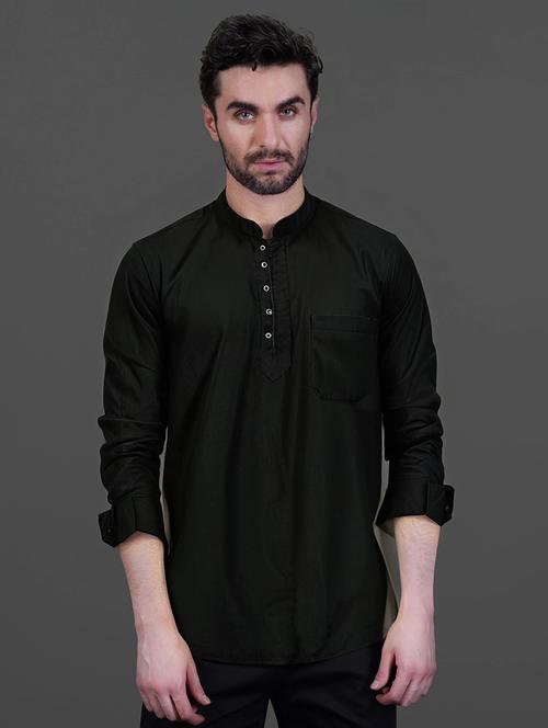 men solid long sleeve short kurta - 21734954 -  Standard Image - 0