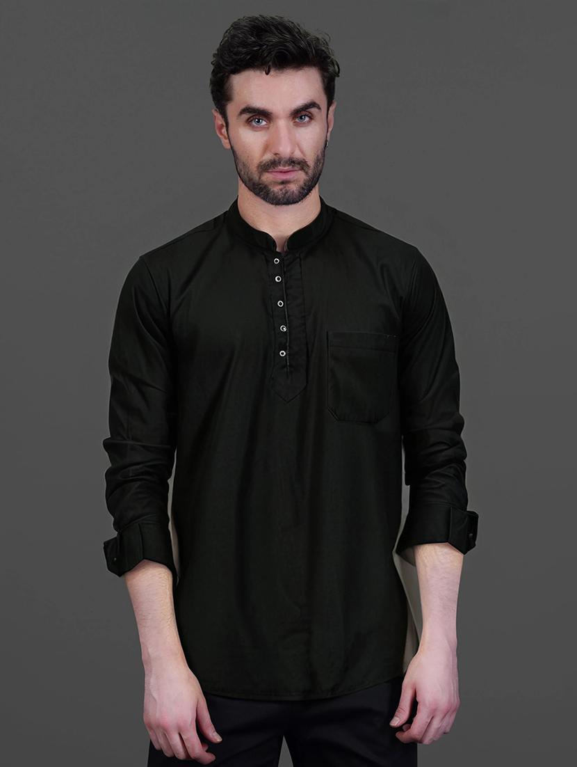 men solid long sleeve short kurta - 21734954 -  Zoom Image - 0