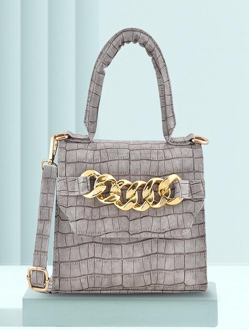 women grey textured sling bag - 21737302 - Standard Image - 0