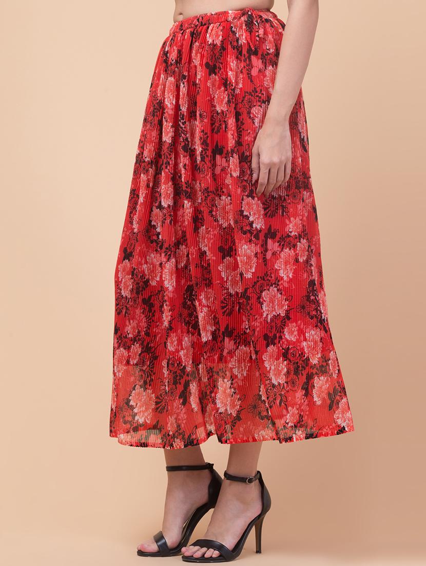 women printed flared long skirt - 21737327 - Standard Image - 2