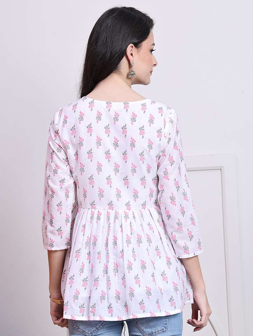 women three quarter sleeve a-line ethnic top - 21737366 -  Standard Image - 2