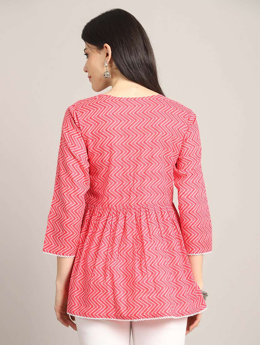 women three quarter sleeve flared ethnic top - 21737397 -  Standard Image - 2