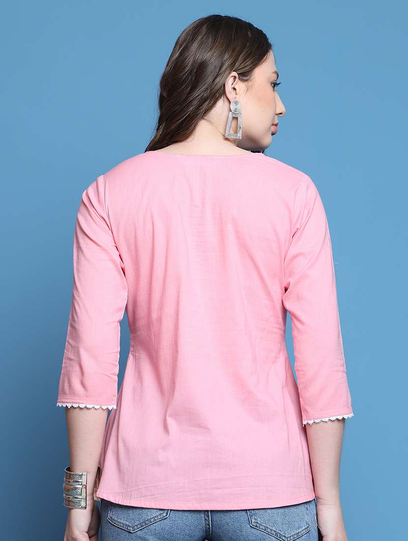 women three quarter sleeve a-line ethnic top - 21737406 -  Standard Image - 2