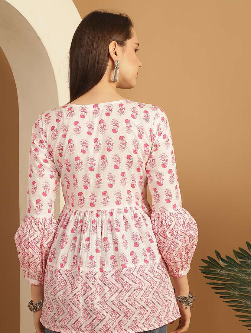 women floral printed notch neck a-line top - 21737418 -  Standard Image - 2