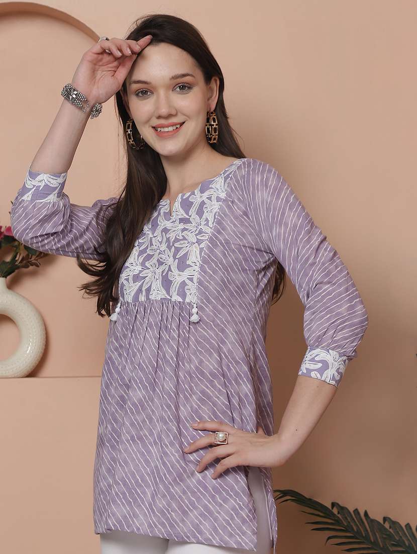 women three quarter sleeve a-line kurti