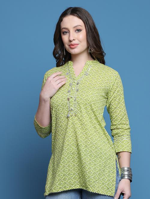 women three quarter sleeve straight kurti - 21737449 - Standard Image - 0
