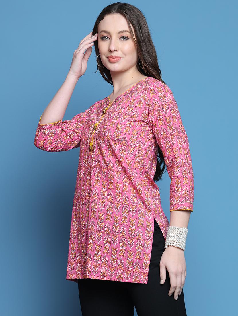 women printed three quarter sleeve straight kurti - 21737460 -  Zoom Image - 0