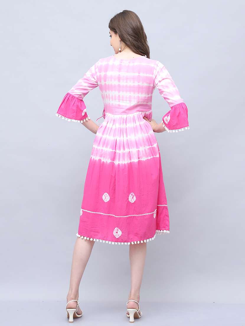 women pink tie & dye a-line ethnic dress - 21737532 -  Standard Image - 2